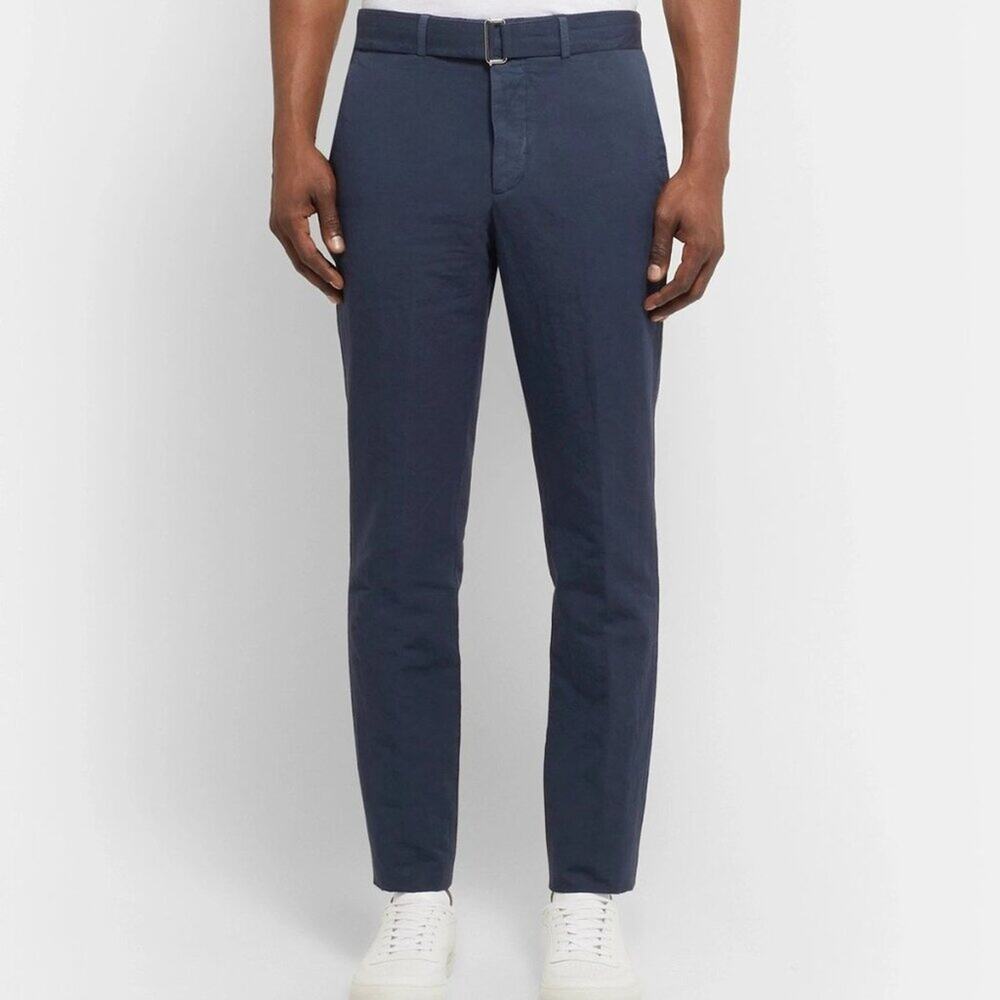 Officine Generale Paul Pant Linen Blend Unhemmed Trouser Navy 50 US 33 NWT